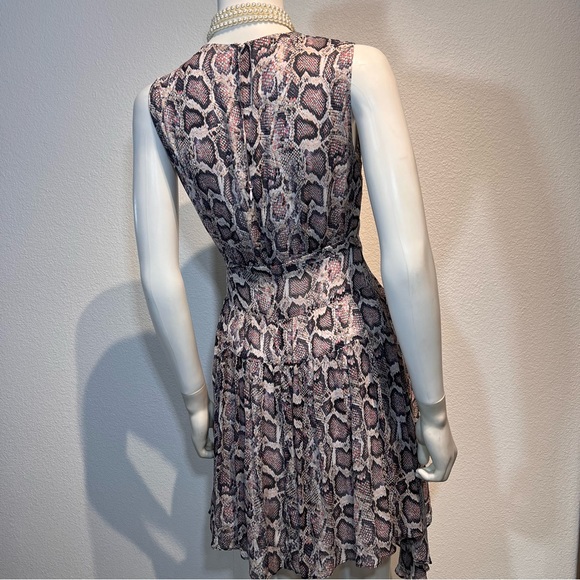 All Saints Miller Kukio Snakeskin Print Lace Ribbon Flare Dress - Picture 10 of 12